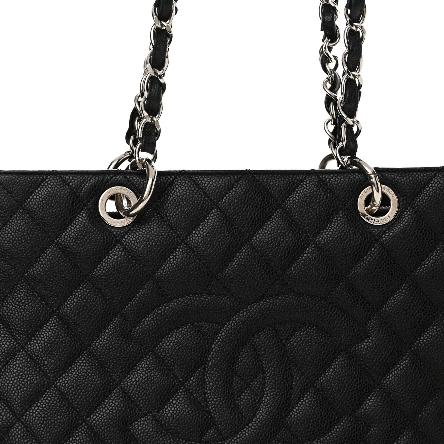 Caviar Quilted Grand Shopping Tote GST Black
