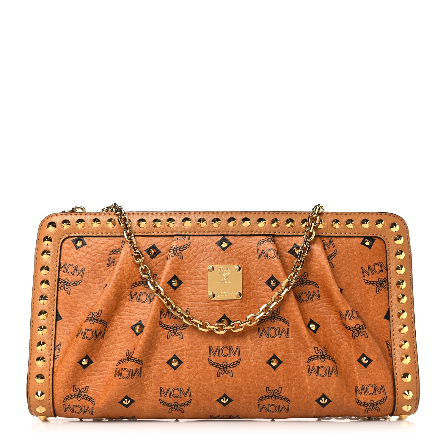MCM Visetos Studded Crossbody Cognac 1 of 10