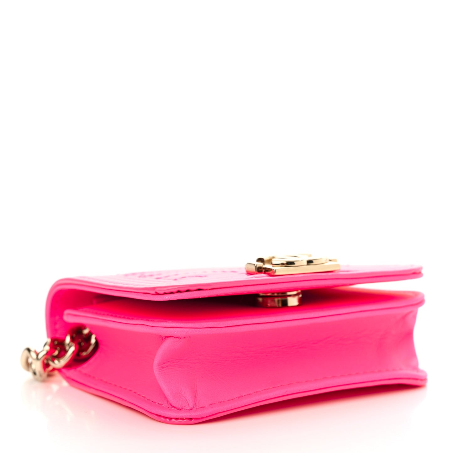 Patent Chevron Boy Flap Waist Belt Bag Pink