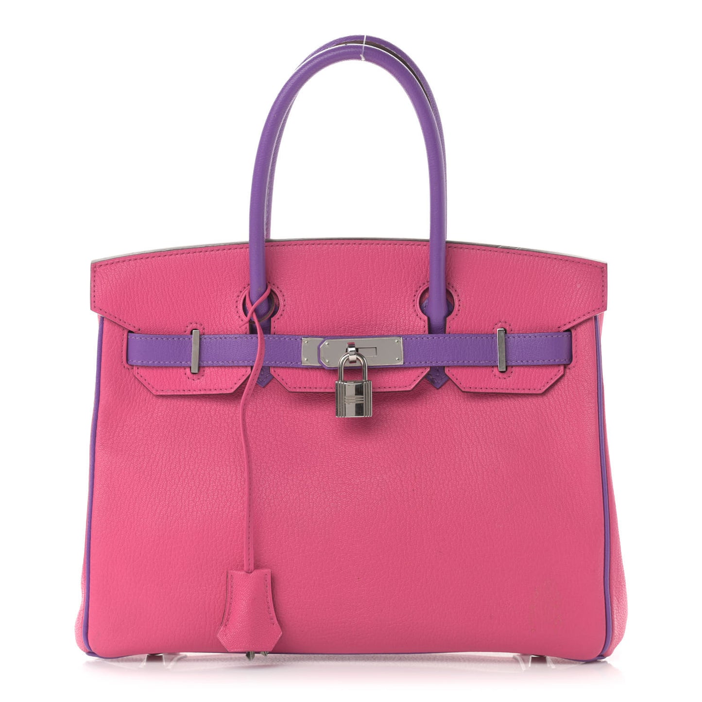 Chevre Bi-Color Horseshoe Birkin 30 Rose Shocking Iris