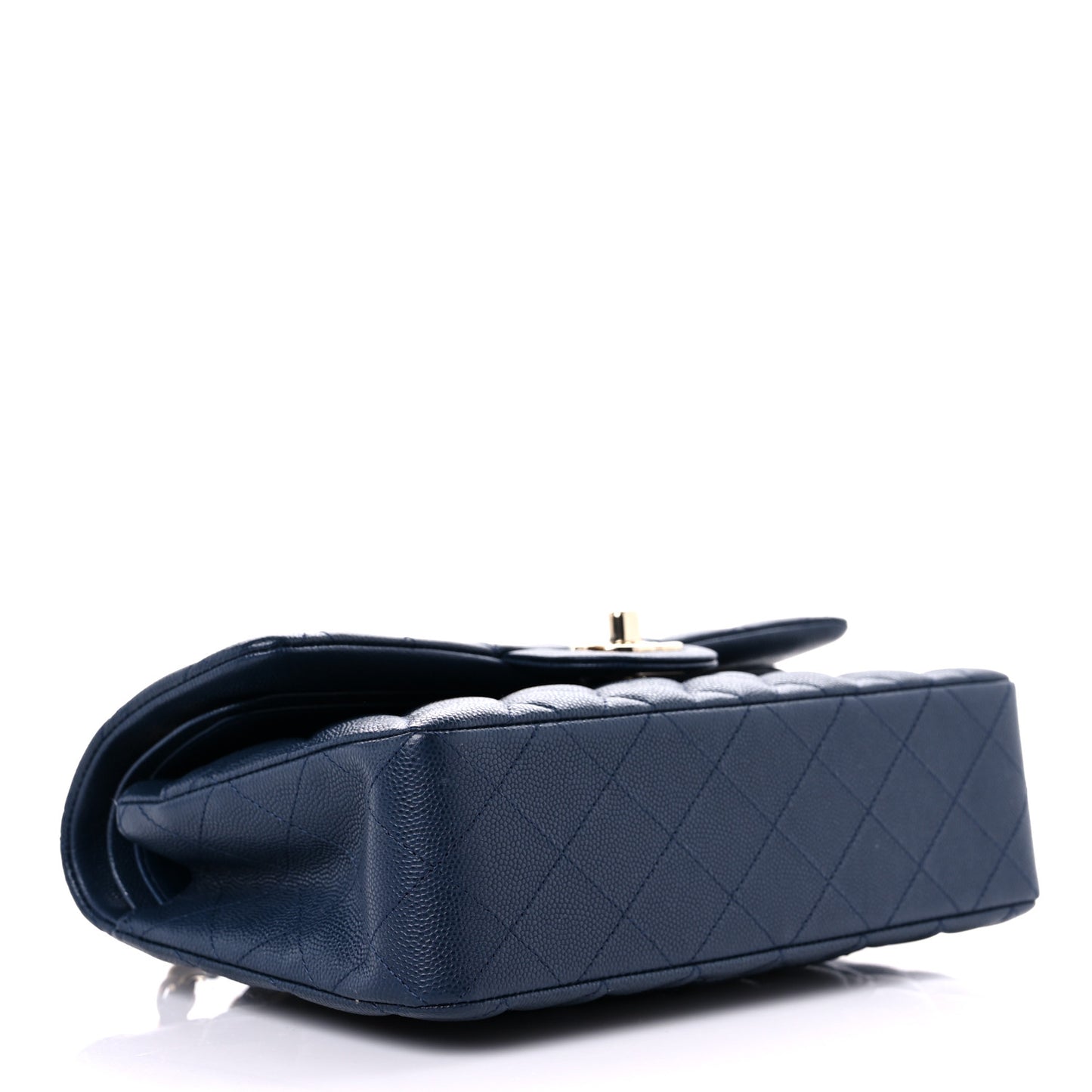 Caviar Quilted Small Double Flap Navy