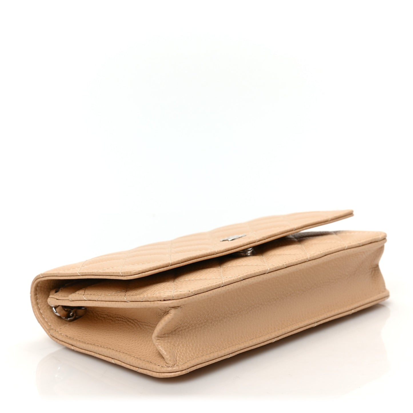 Caviar Quilted Wallet On Chain WOC Beige