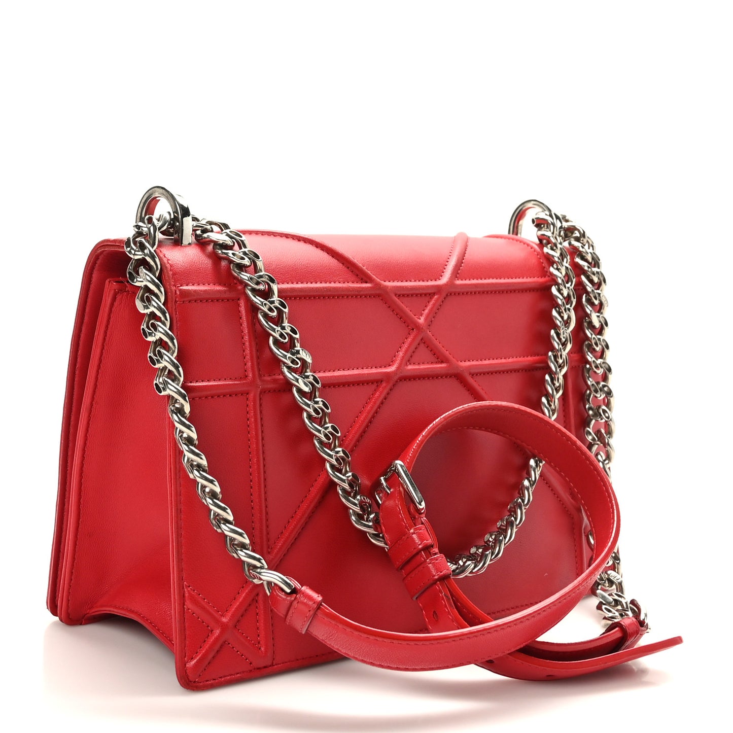Lambskin Crystal Feather Medium Diorama Flap Bag Red
