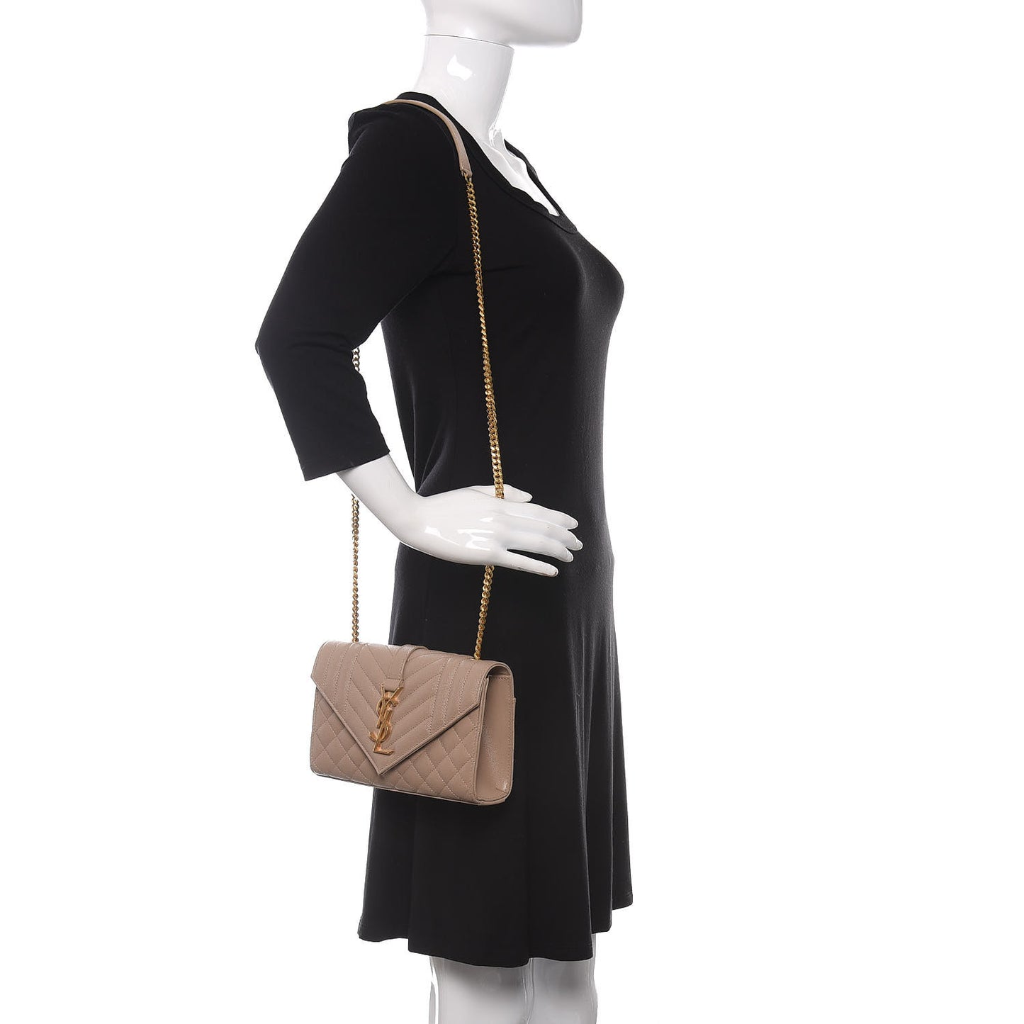 Grain De Poudre Textured Mixed Matelasse Triquilt Small Monogram Satchel Dark Beige