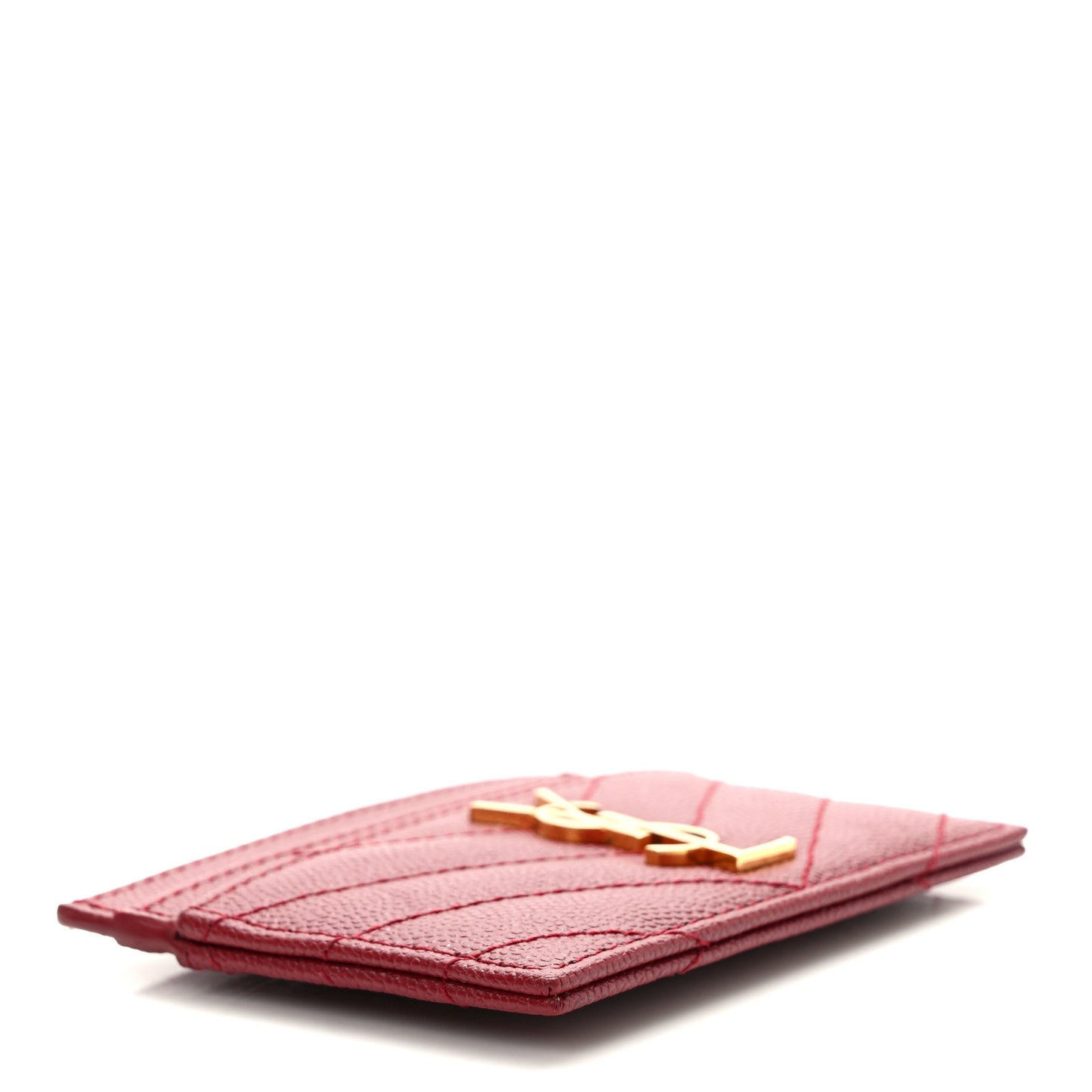 Grain De Poudre Matelasse Chevron Monogram Credit Card Case Opyum Red