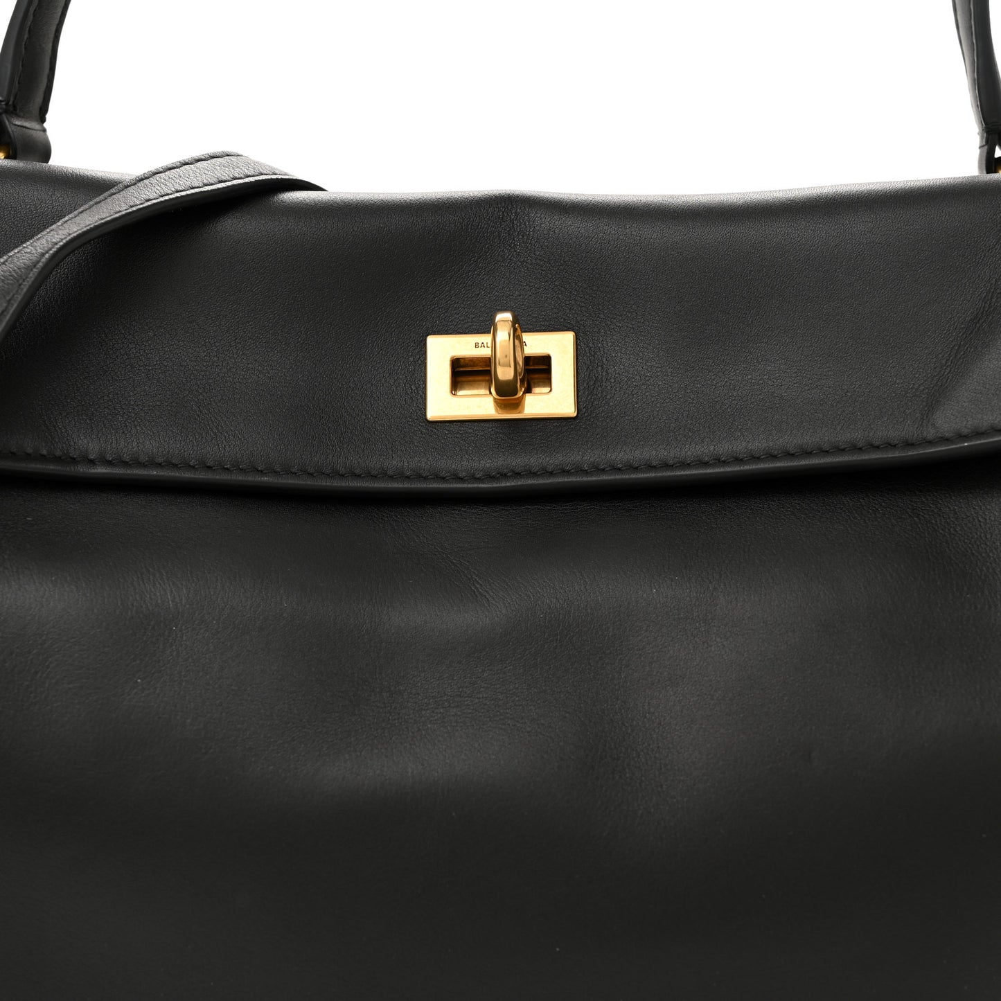 Natural Smooth Calfskin Medium Rodeo Top Handle Handbag Black