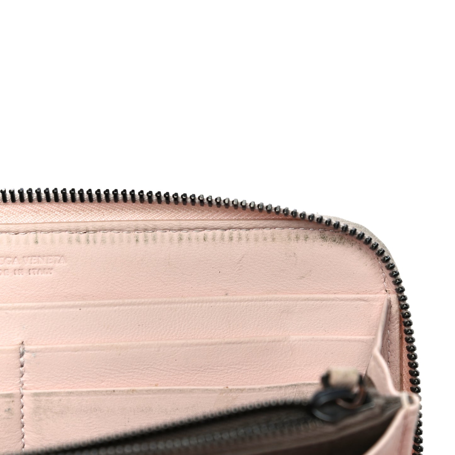 Nappa Intrecciato Zip Around Wallet Petal Pink