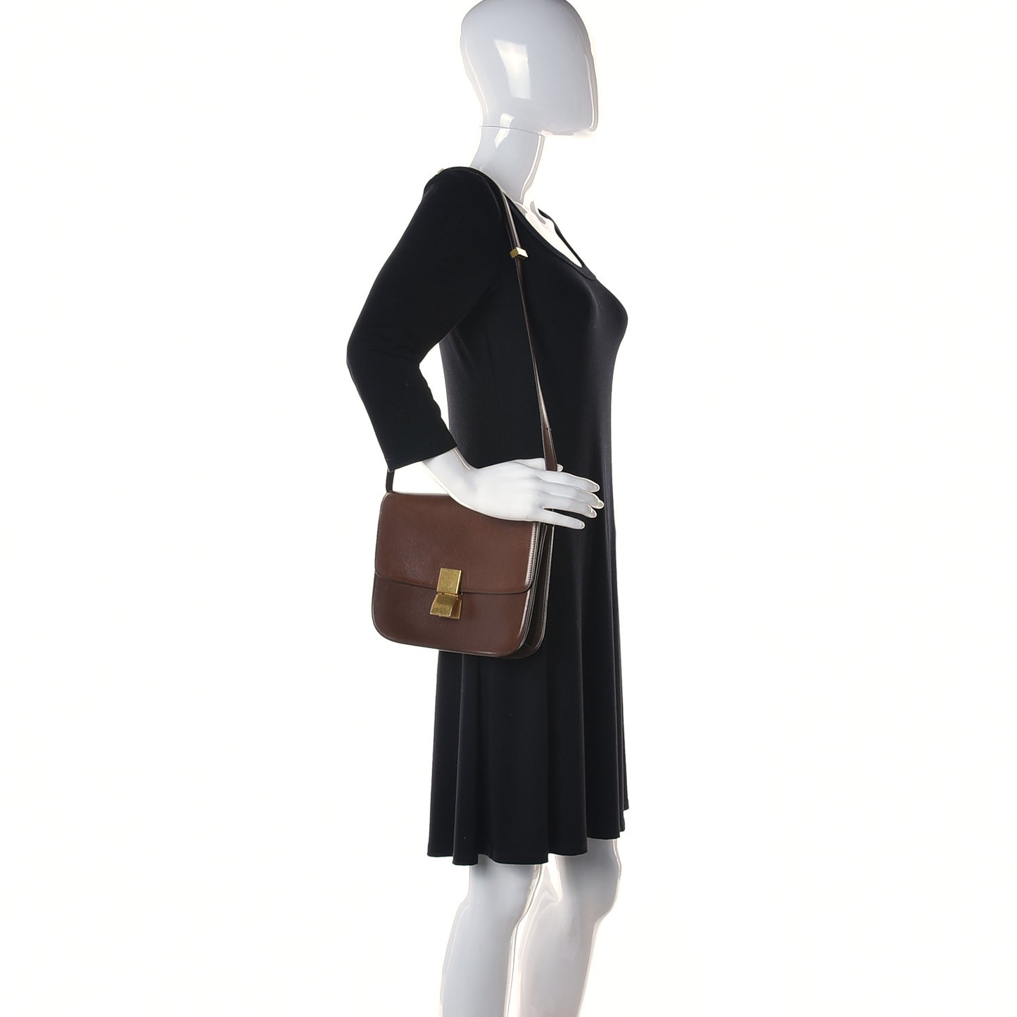 Box Calfskin Medium Classic Box Flap Bag Havana