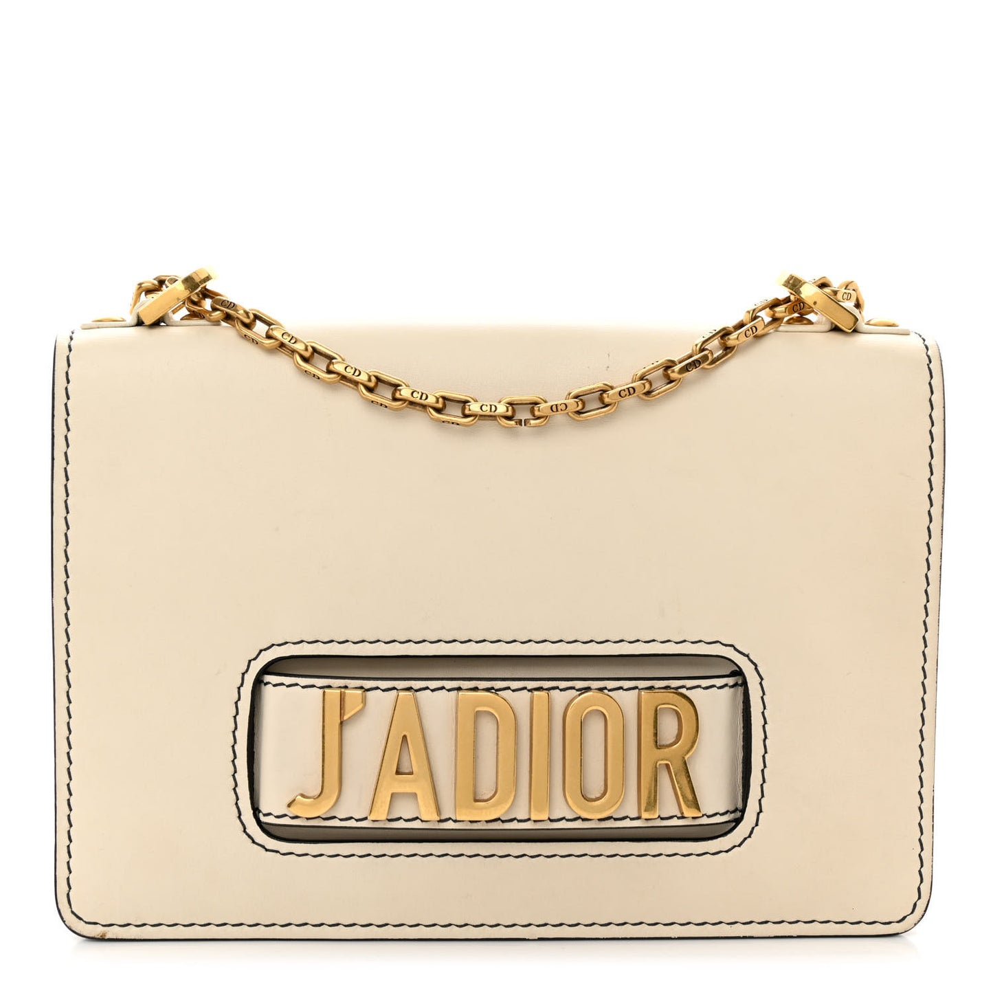Calfskin J'Adior Chain Flap Bag Off White