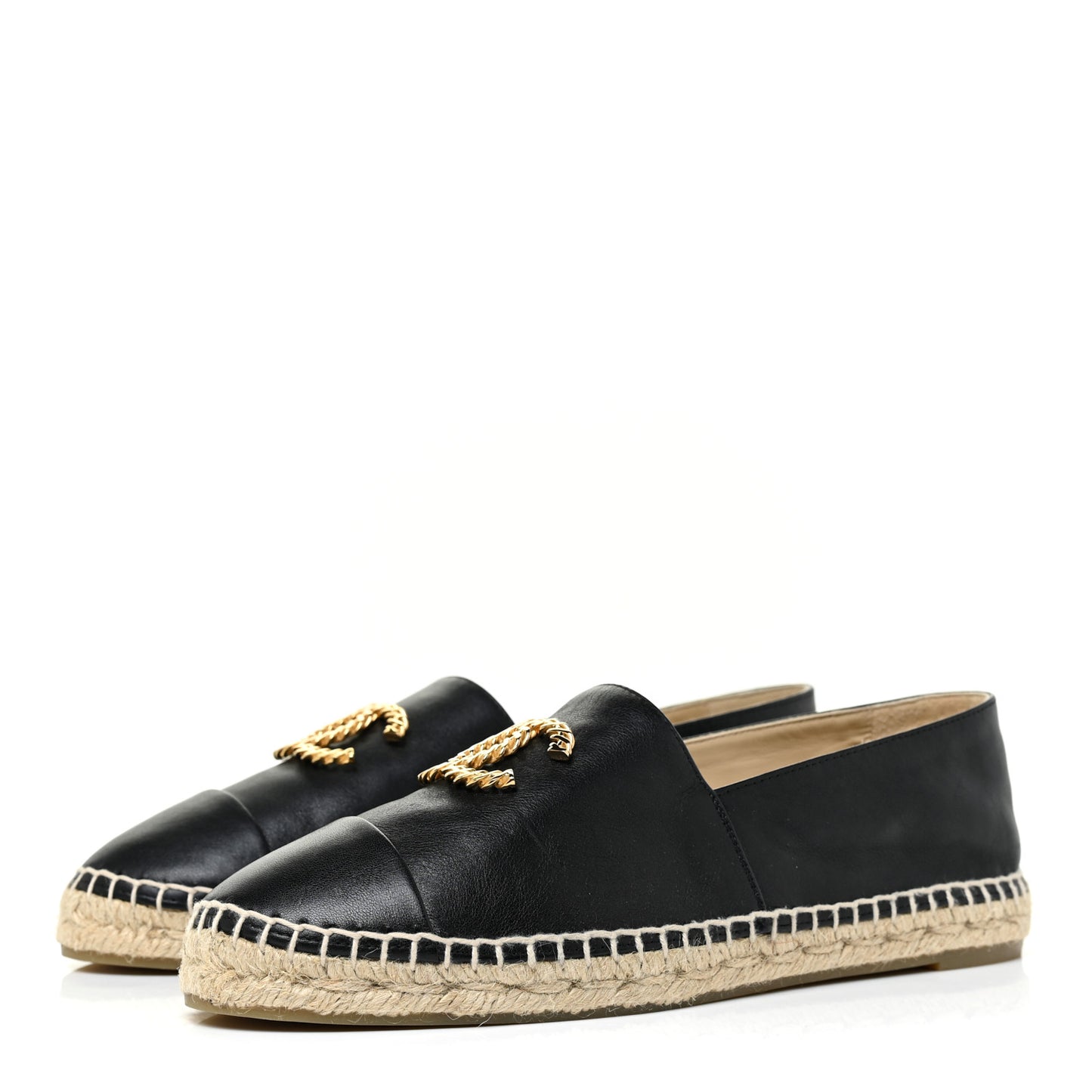 Calfskin Chain CC Espadrilles 40 Black