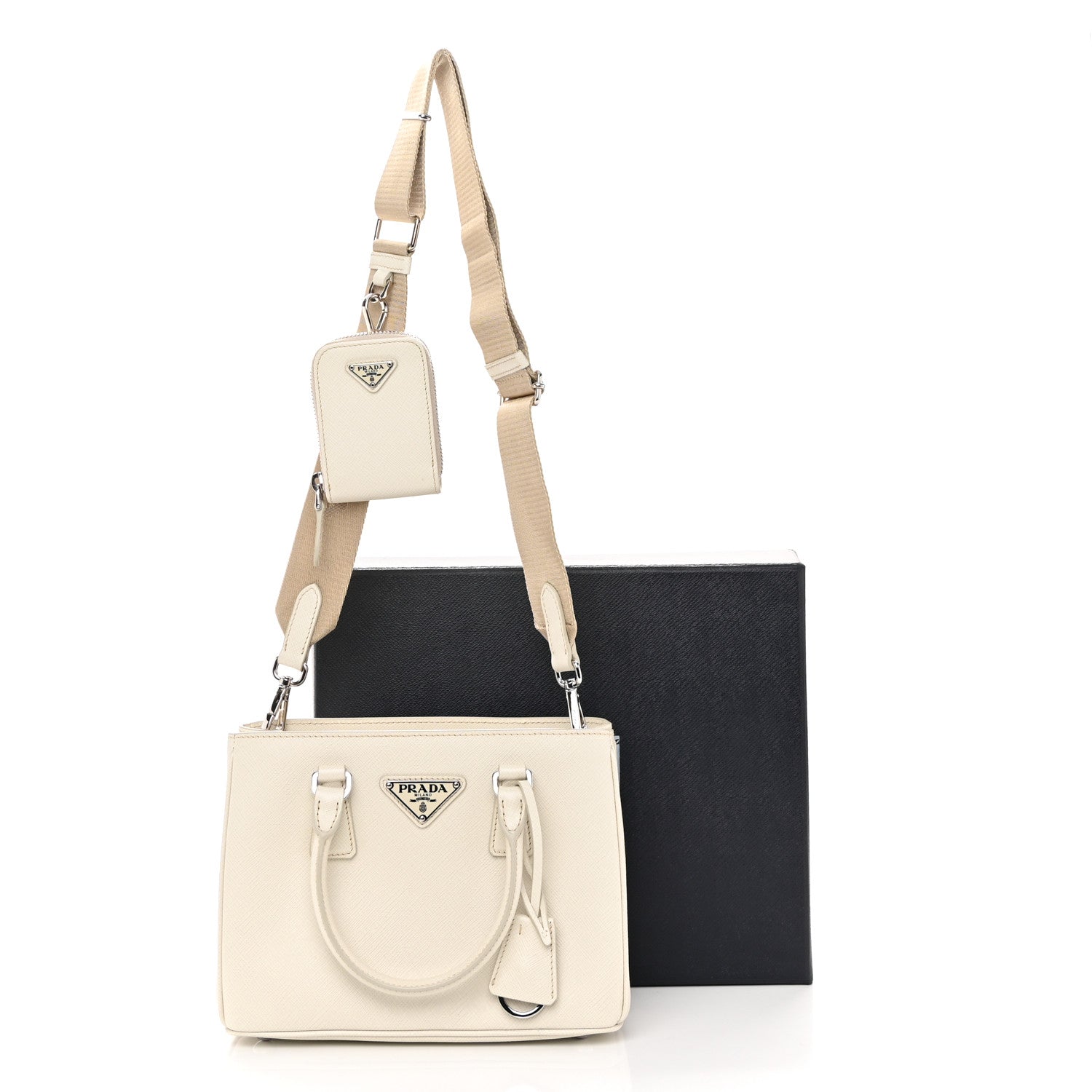 Prada Saffiano Lux Micro Galleria Shoulder Bag Talco 11 of 11