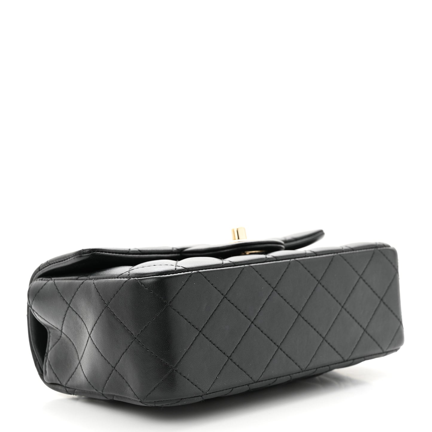 Lambskin Quilted Mini Top Handle Rectangular Flap Black