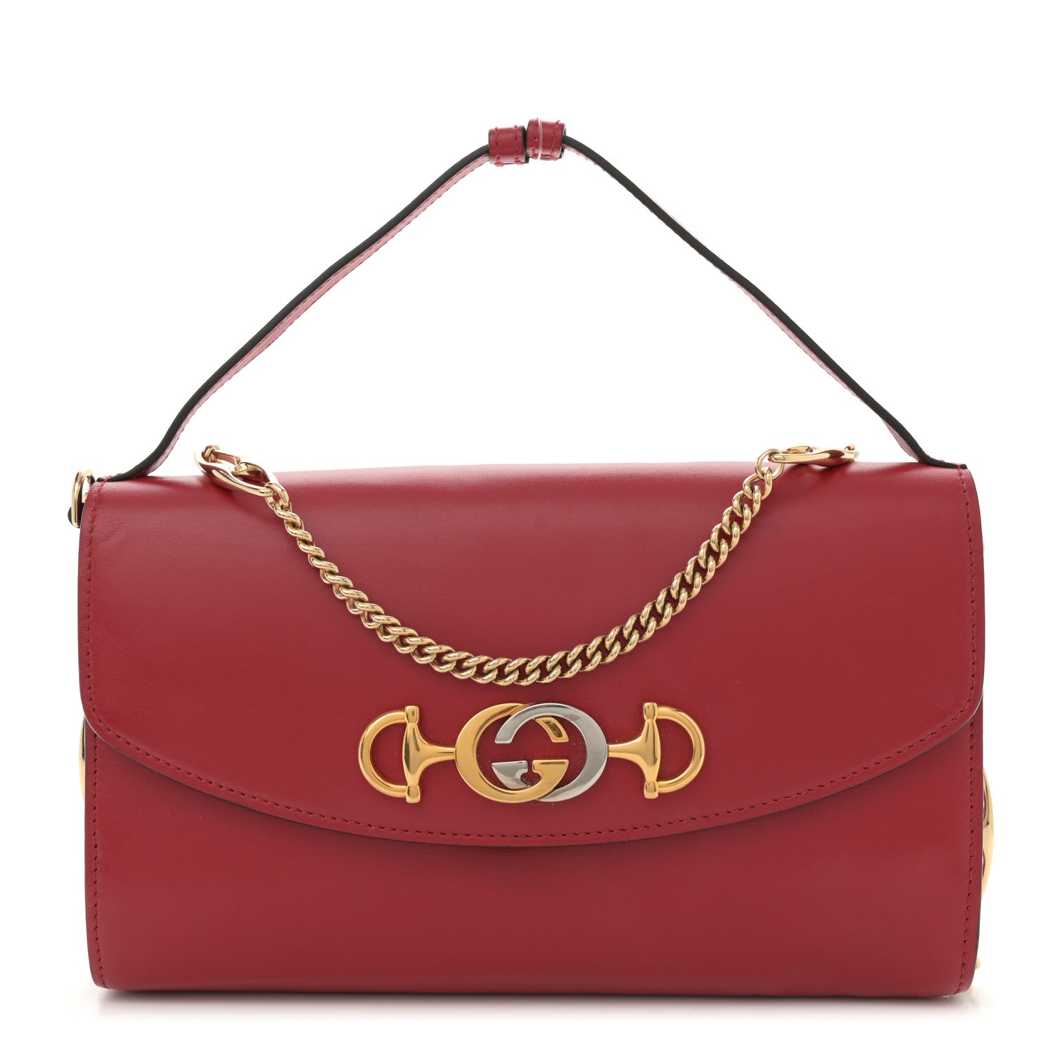 Gucci Smooth Calfskin Small Zumi Top Handle Shoulder Bag Hibiscus Red 1 of 13