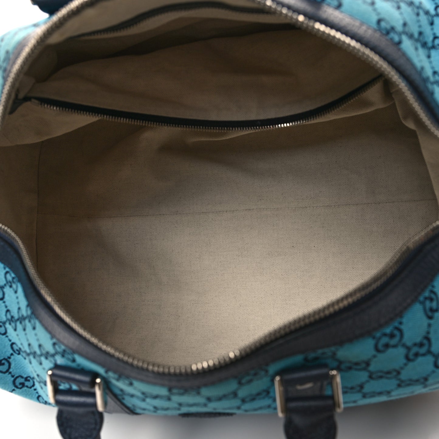 GG Supreme Monogram Azalea Calfskin Retro Interlocking G Duffle Bag Light Blue