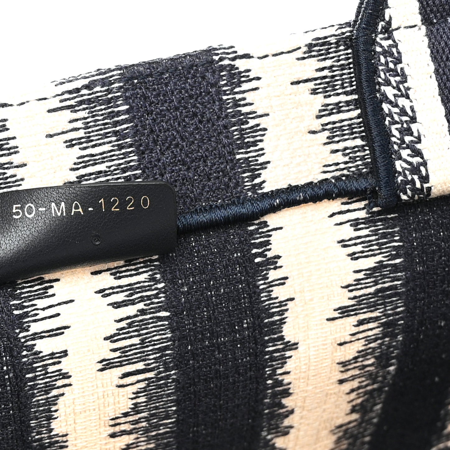 Canvas Embroidered Large Striped Book Tote Navy