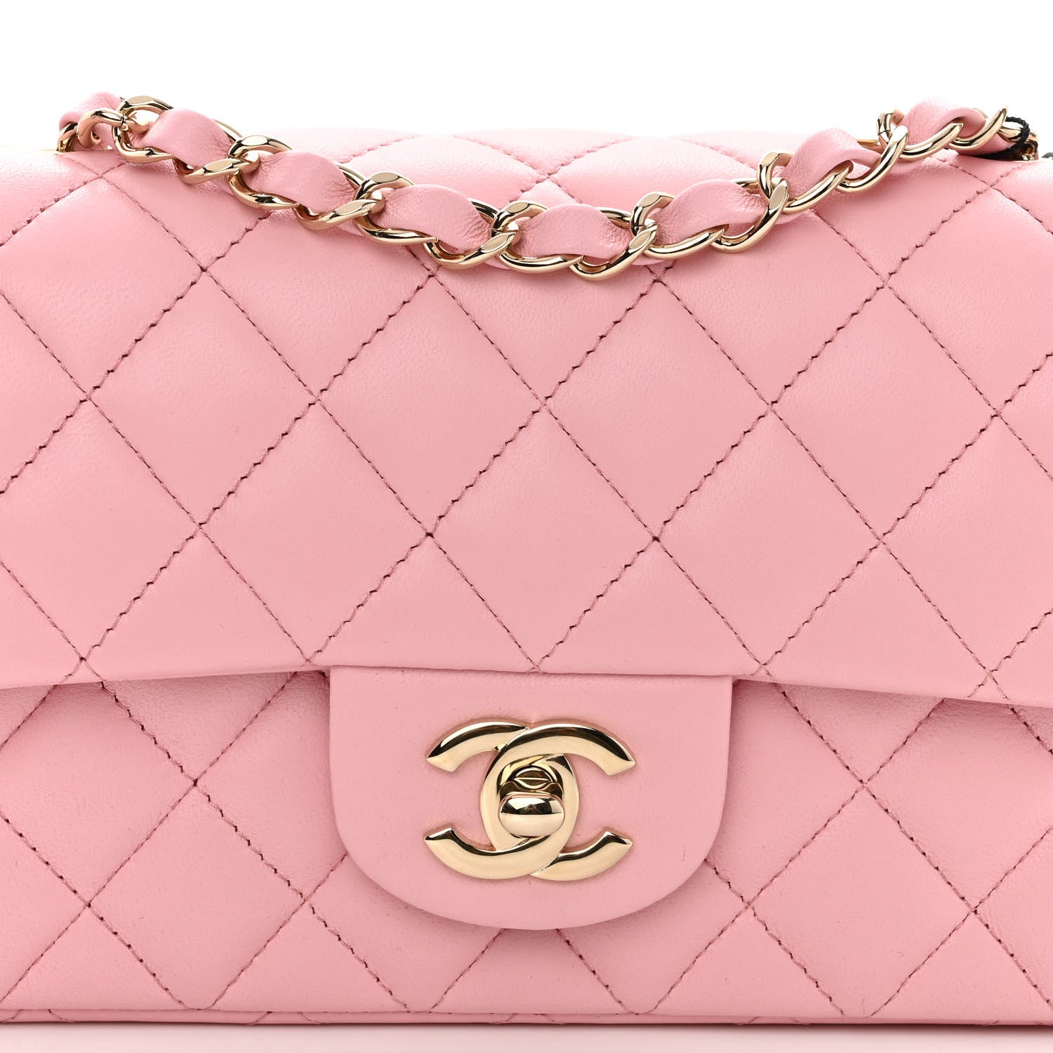 Chanel Lambskin Quilted Mini Rectangular Flap Pink 8 of 10