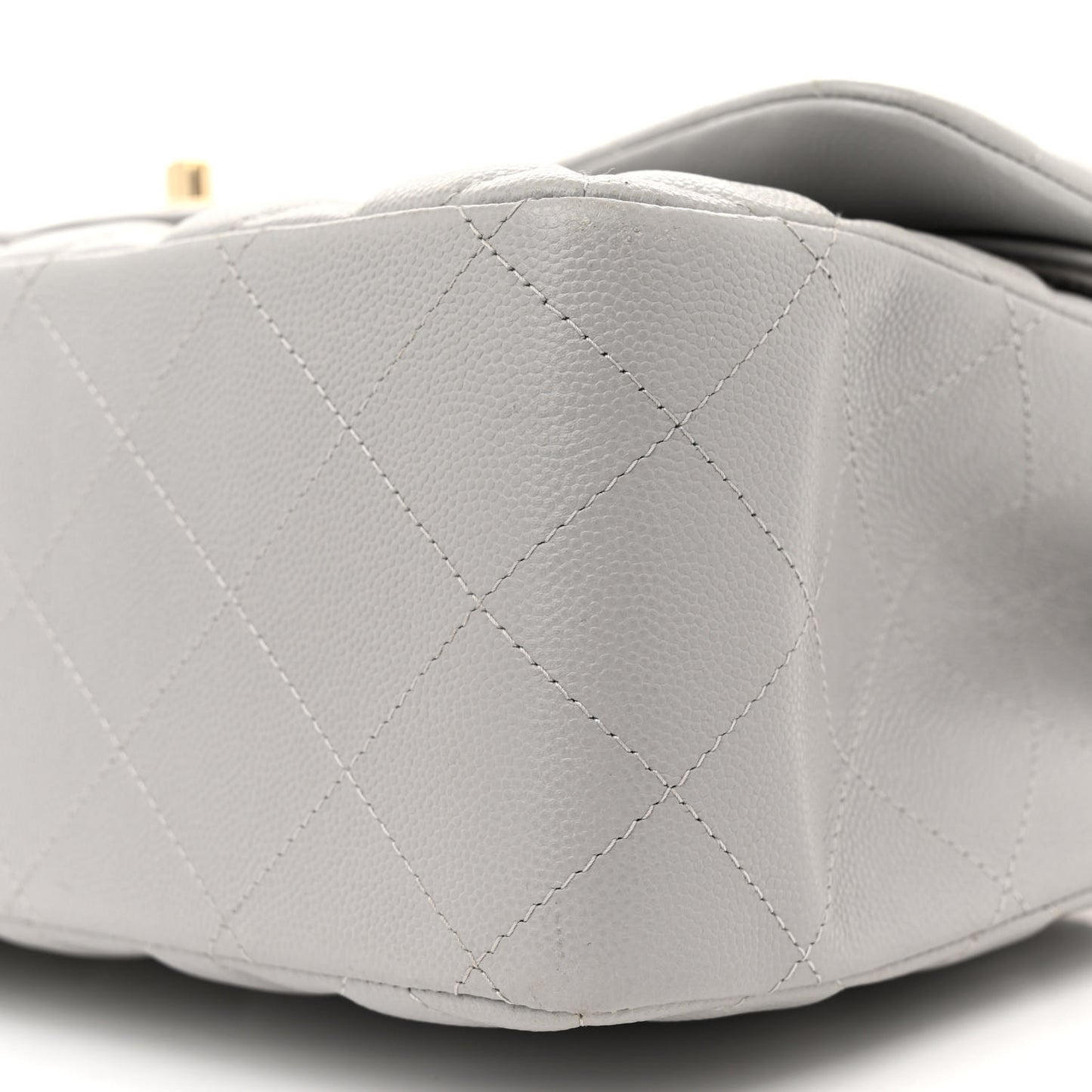Caviar Quilted Jumbo Double Flap Grey