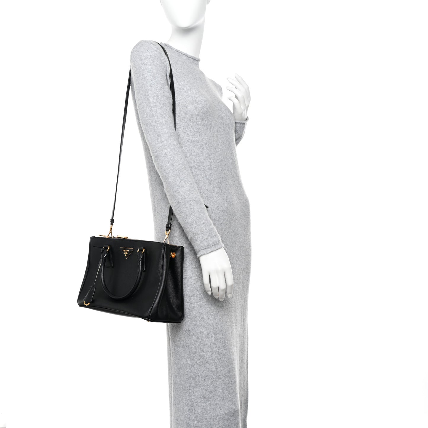 Saffiano Small Galleria Double Zip Tote Black