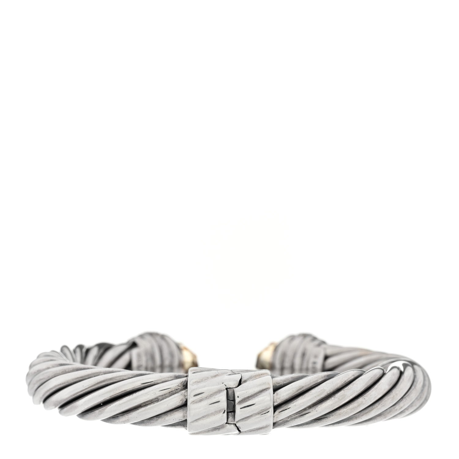 David Yurman Sterling Silver Diamond Citrine 10mm Cable Classics Hinged Bracelet 2 of 4