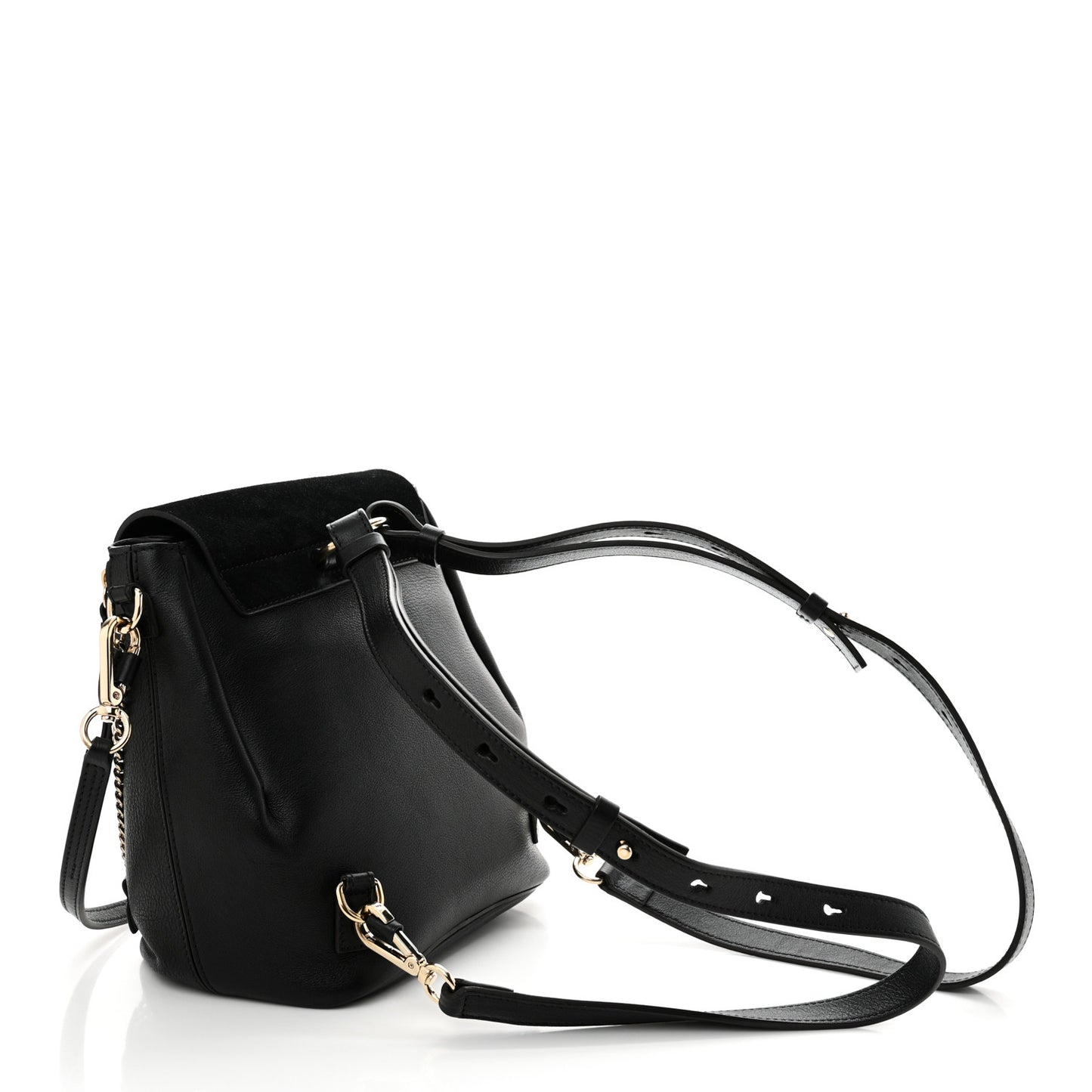 Suede Calfskin Small Faye Backpack Black