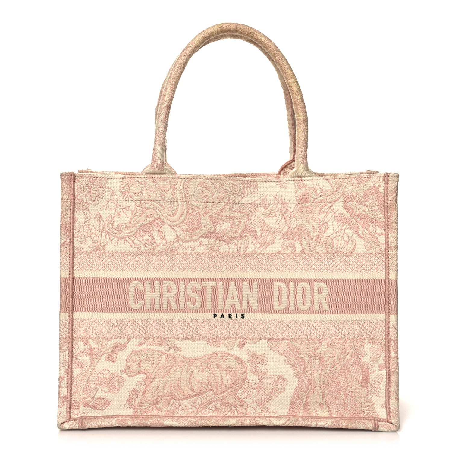 Christian Dior Canvas Embroidered Medium Dioriviera Toile De Jouy Book Tote Rose 1 of 15