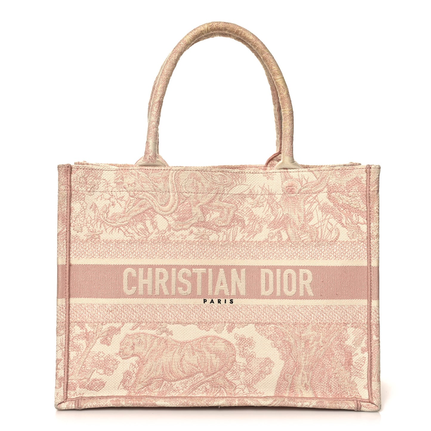 Canvas Embroidered Medium Dioriviera Toile De Jouy Book Tote Rose