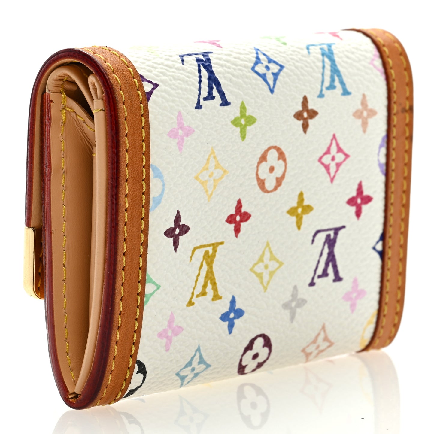 Monogram Multicolor Porte-Monnaie Plat Coin Purse White
