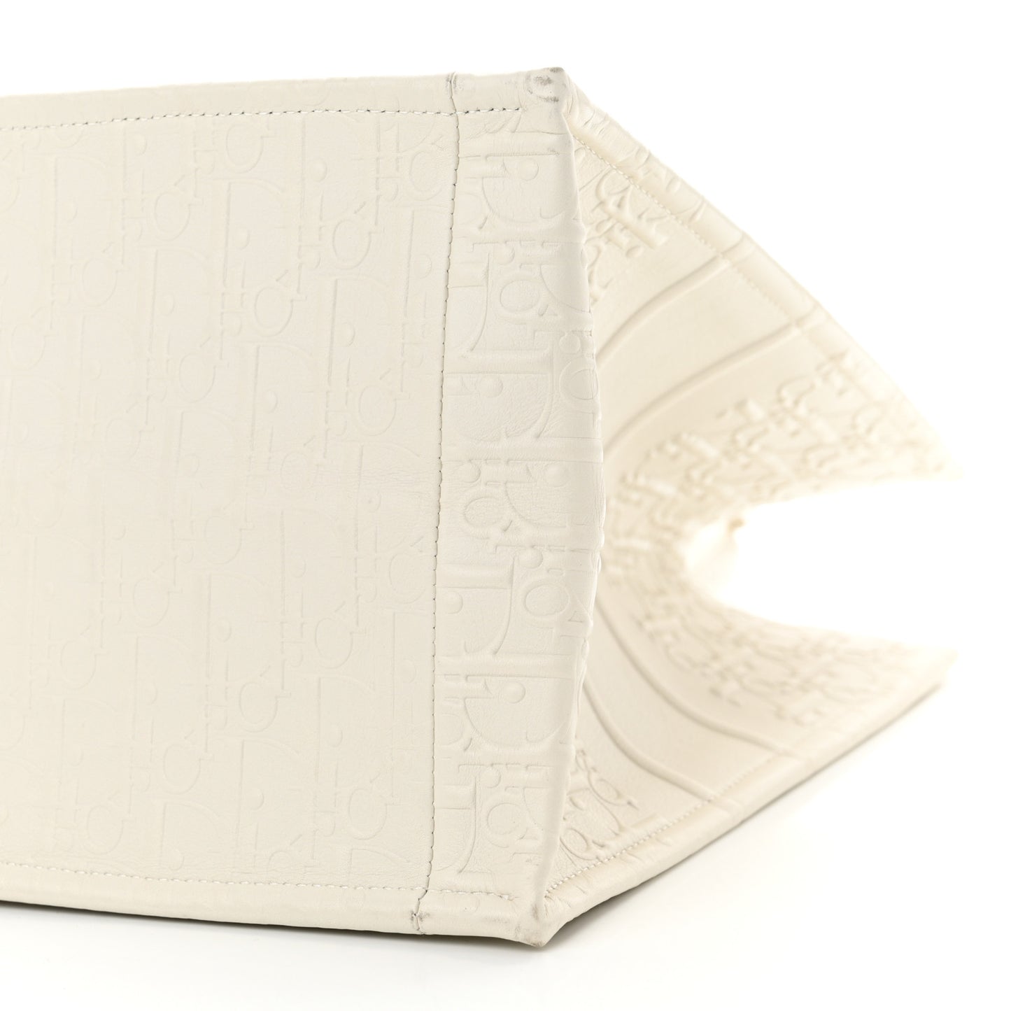 Oblique Calfskin Embossed Medium Book Tote Ivory