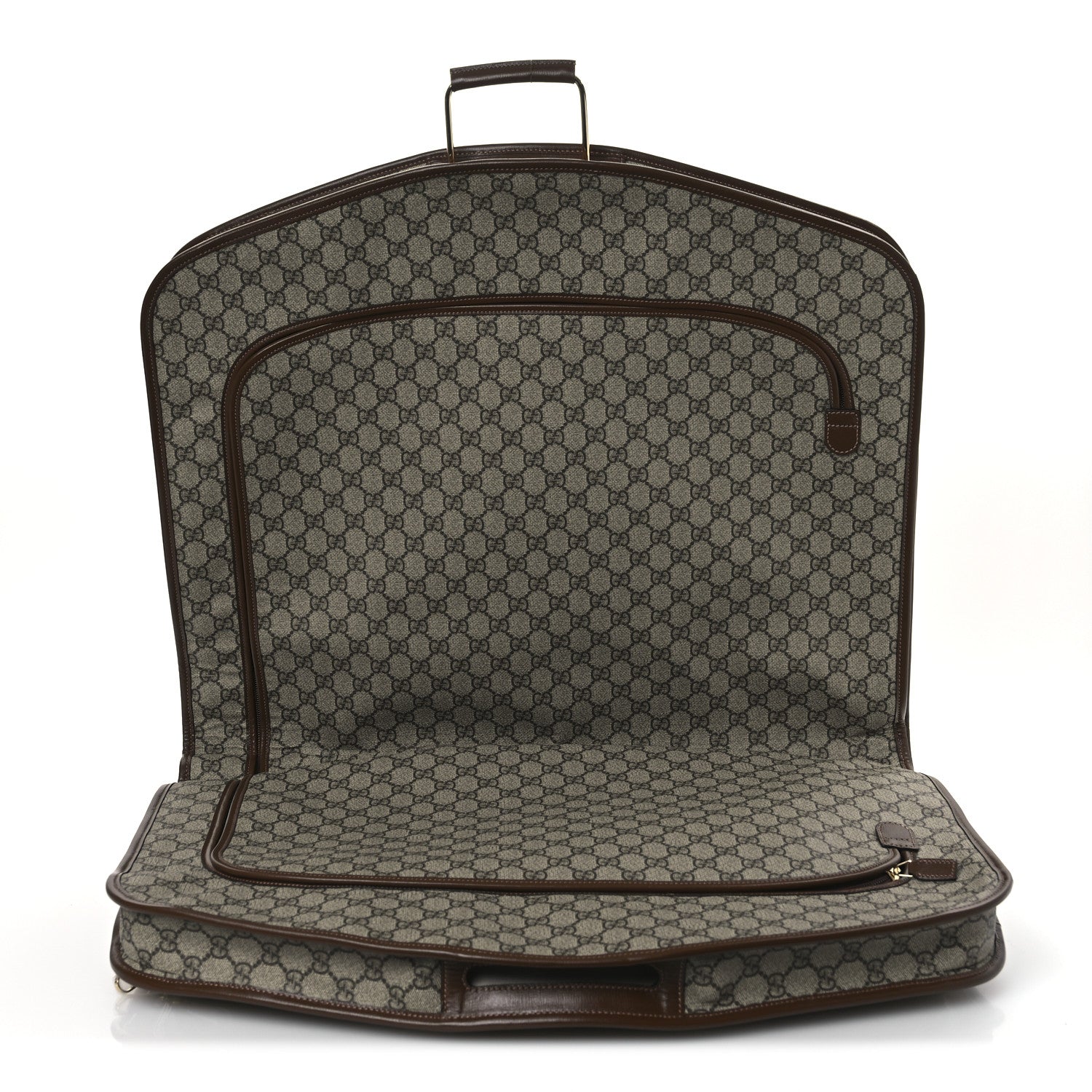 Gucci GG Supreme Monogram Azalea Calfskin Retro Interlocking G Hanger Garment Bag Beige Ebony Brown Sugar 4 of 10
