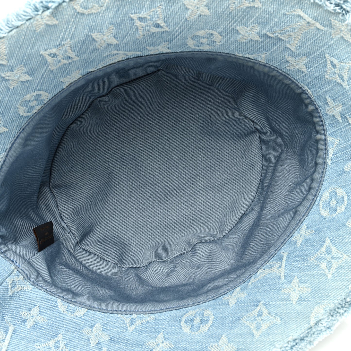 Monogram Denim Fringe Bucket Hat Blue
