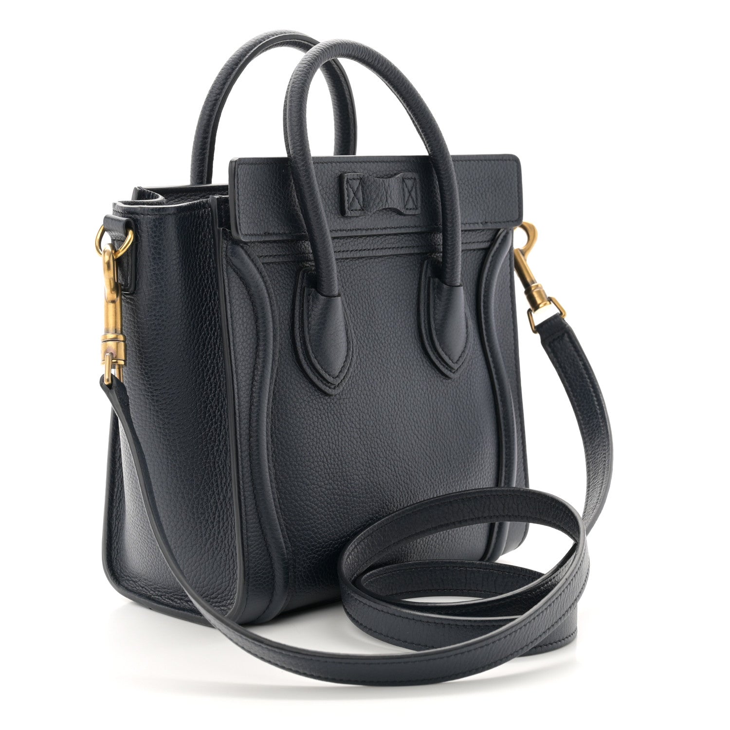 Celine Drummed Calfskin Nano Luggage Navy Blue 3 of 10
