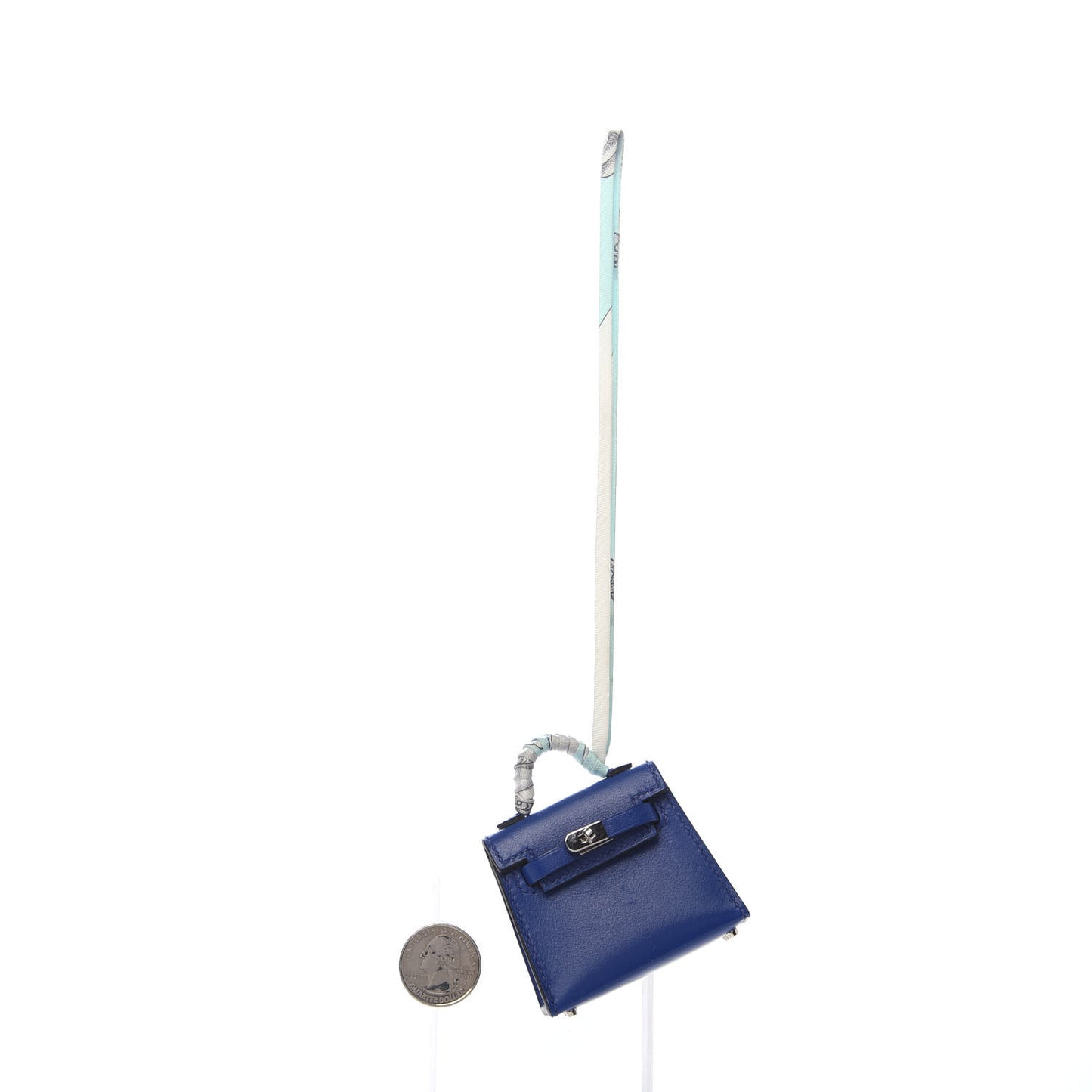 Tadelakt Mini Kelly Twilly Bag Charm Bleu Electrique