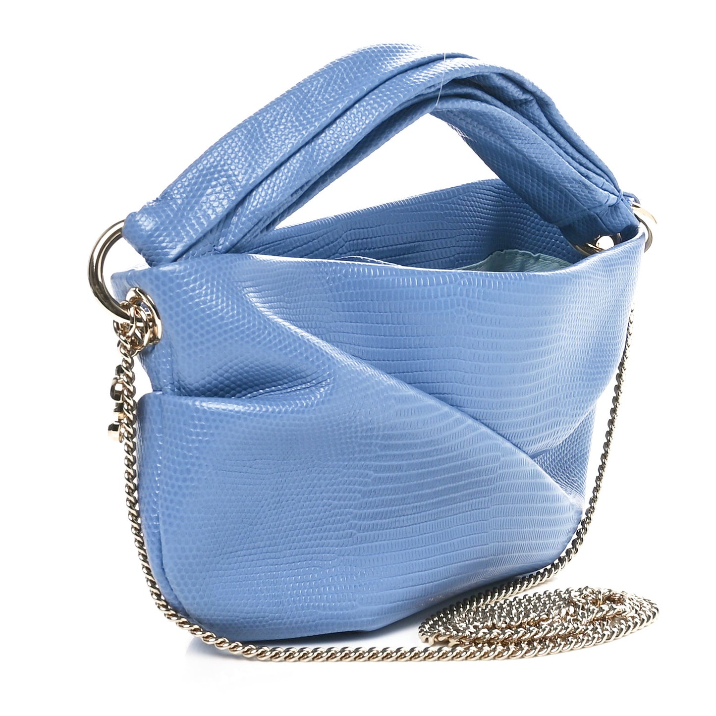Calfskin Lizard Embossed Bonny Shoulder Bag Blue