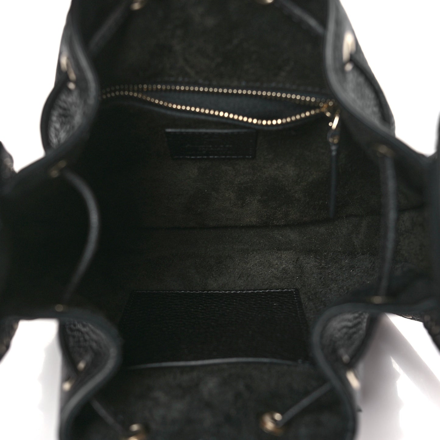Grained Calfskin Rockstud Bucket Bag Black