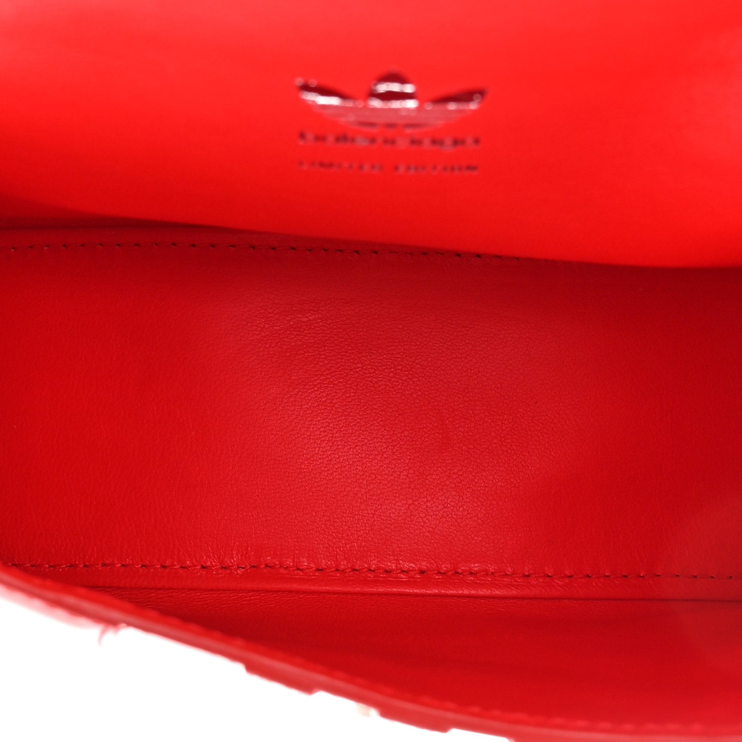 X ADIDAS Shiny Box Calfskin Hourglass Top Handle Bag XS Bright Red