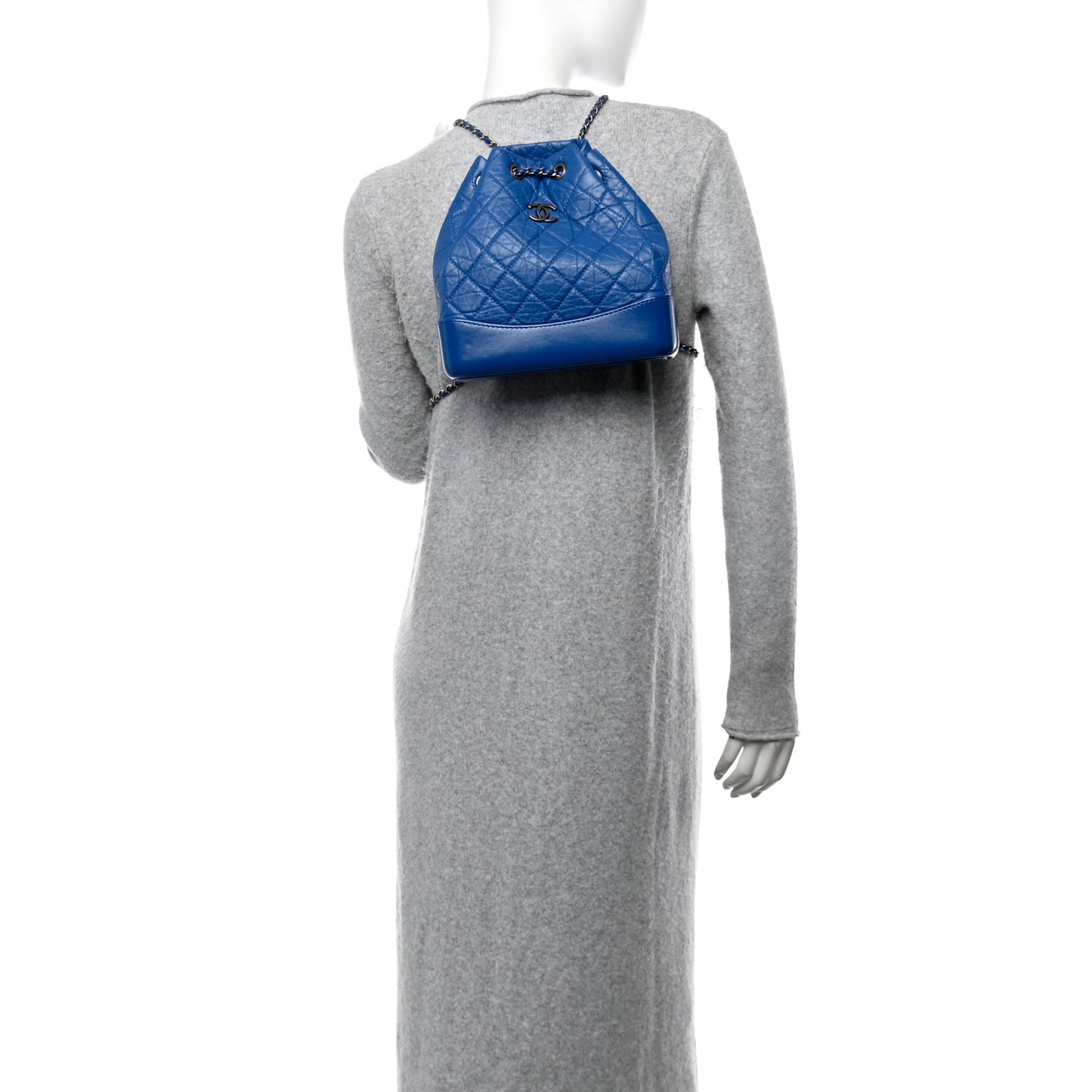 Aged Calfskin Quilted Gabrielle Backpack Blue