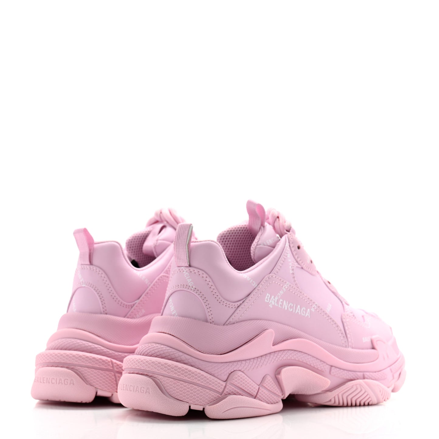 Technical Fabric Mesh Allover Logo Womens Triple S Sneakers 37 Pink White