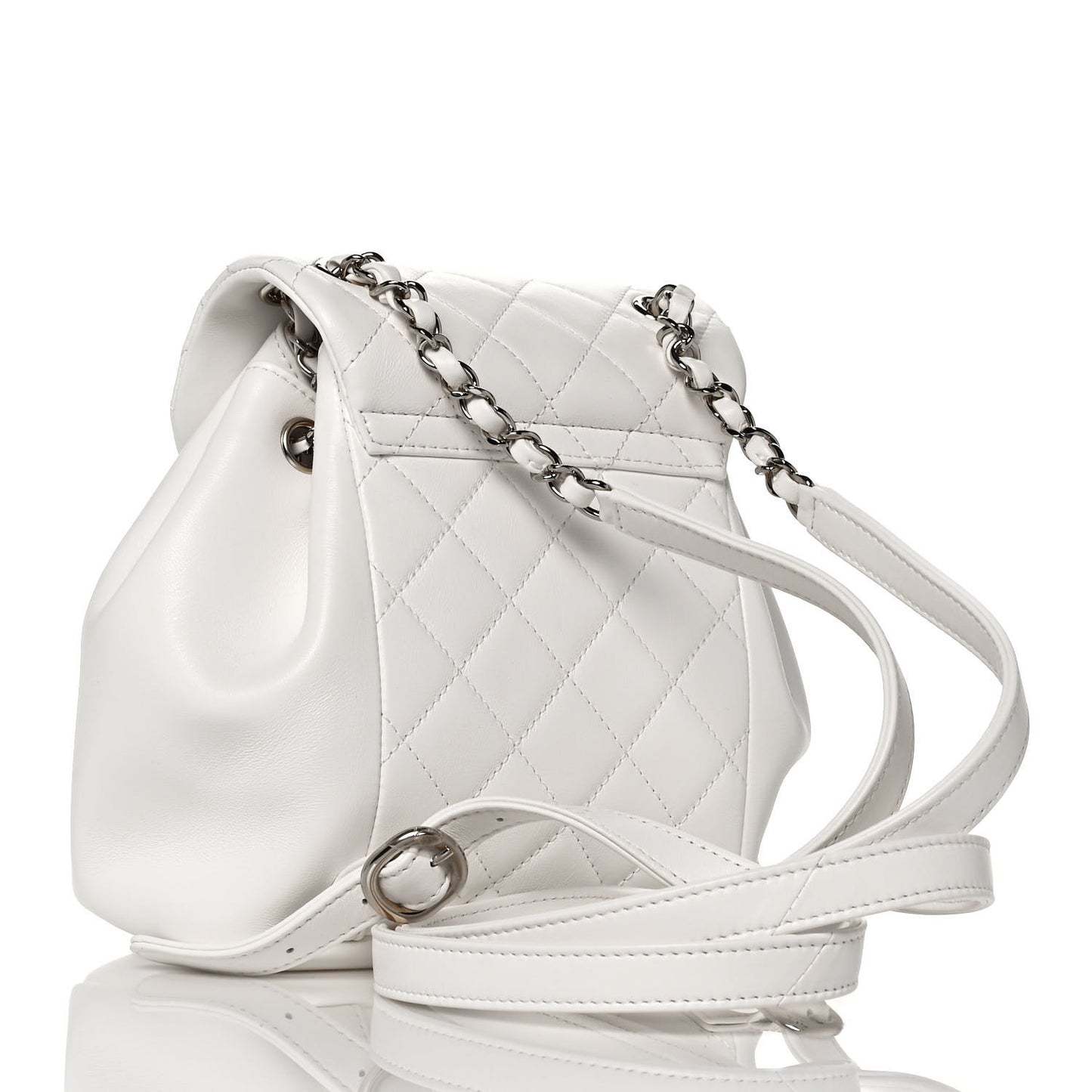 Lambskin Quilted Small Duma Drawstring Backpack White
