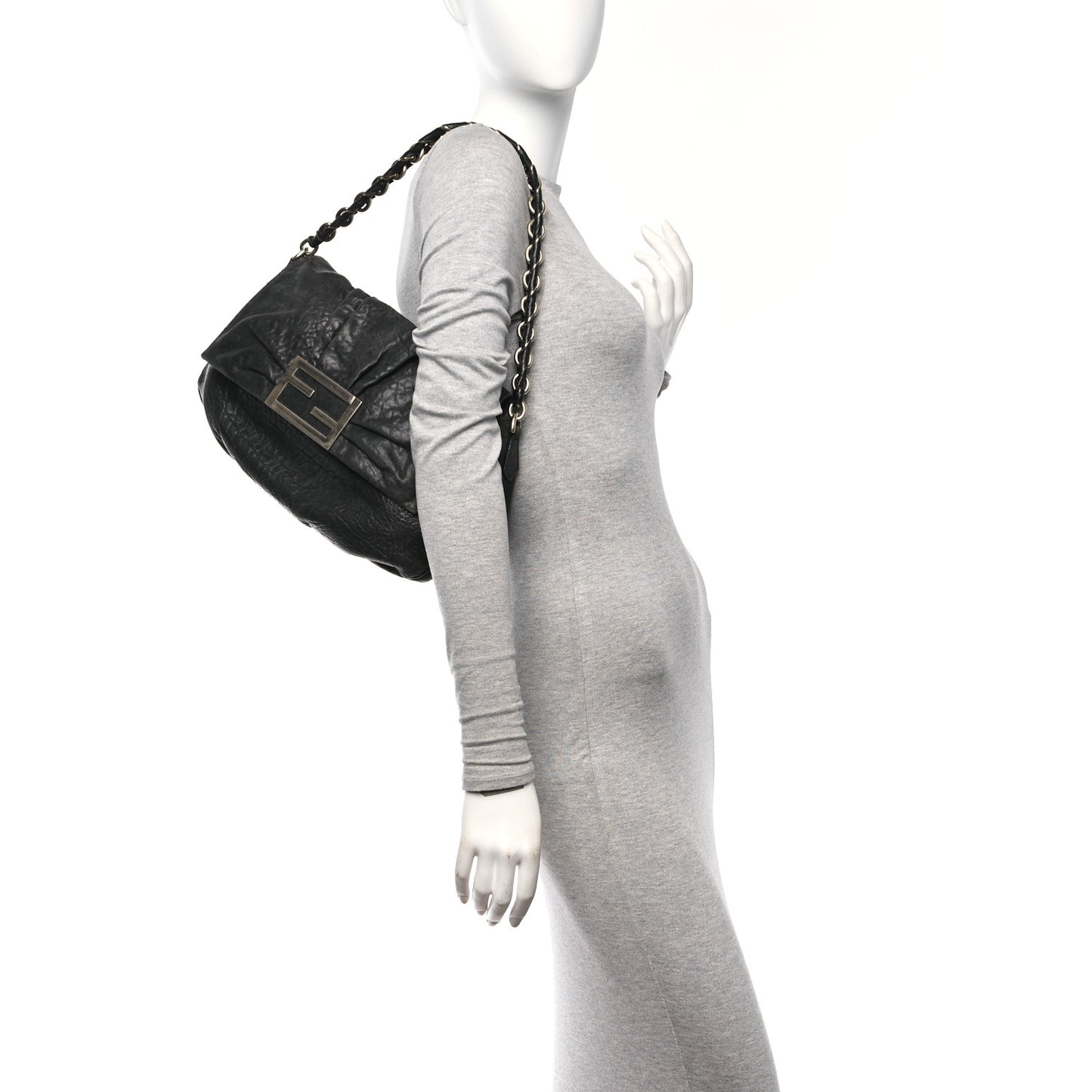 Crinkled Lambskin Mia Shoulder Flap Black