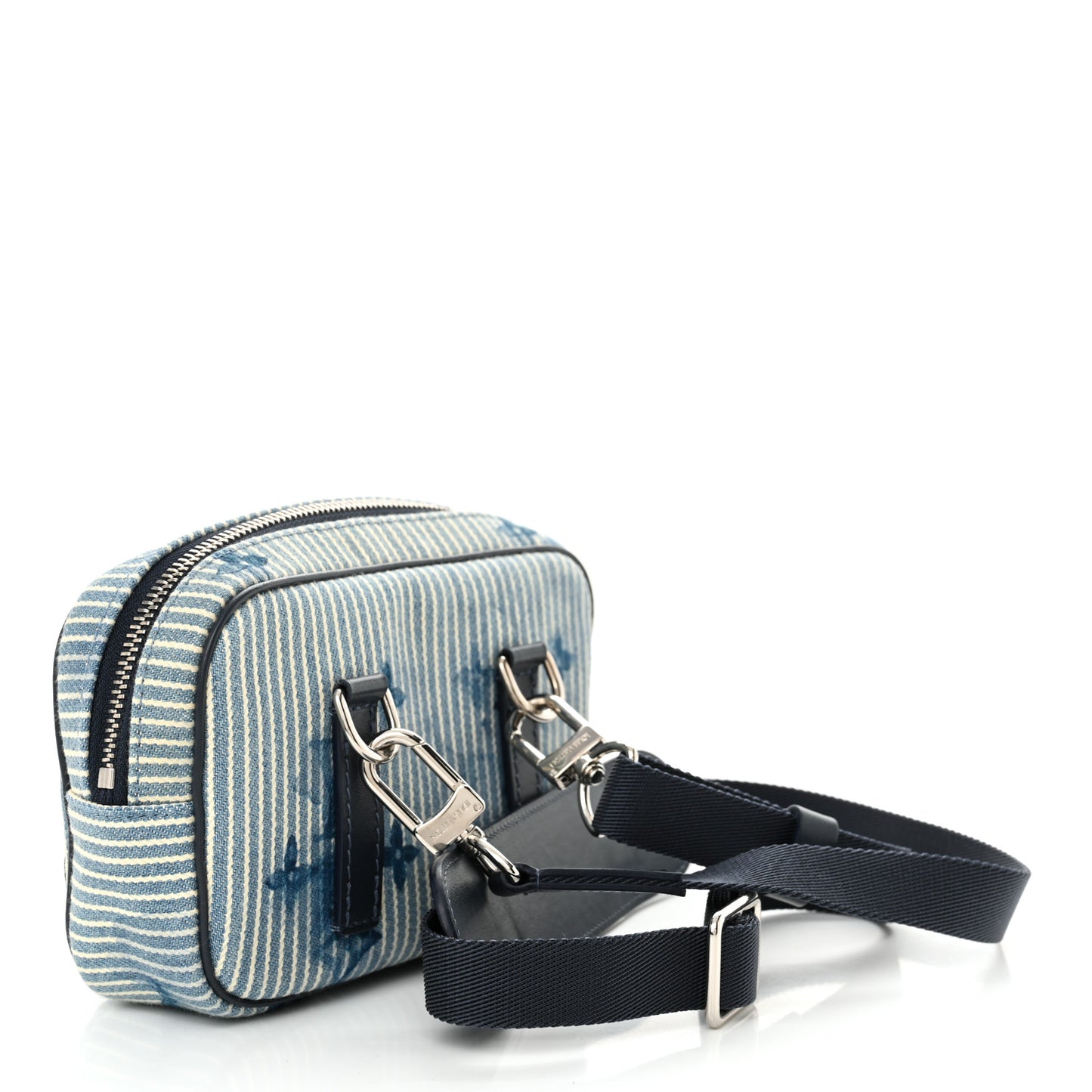 Hickory Stripes Denim Monogram Watercolor Outdoor Pouch Blue