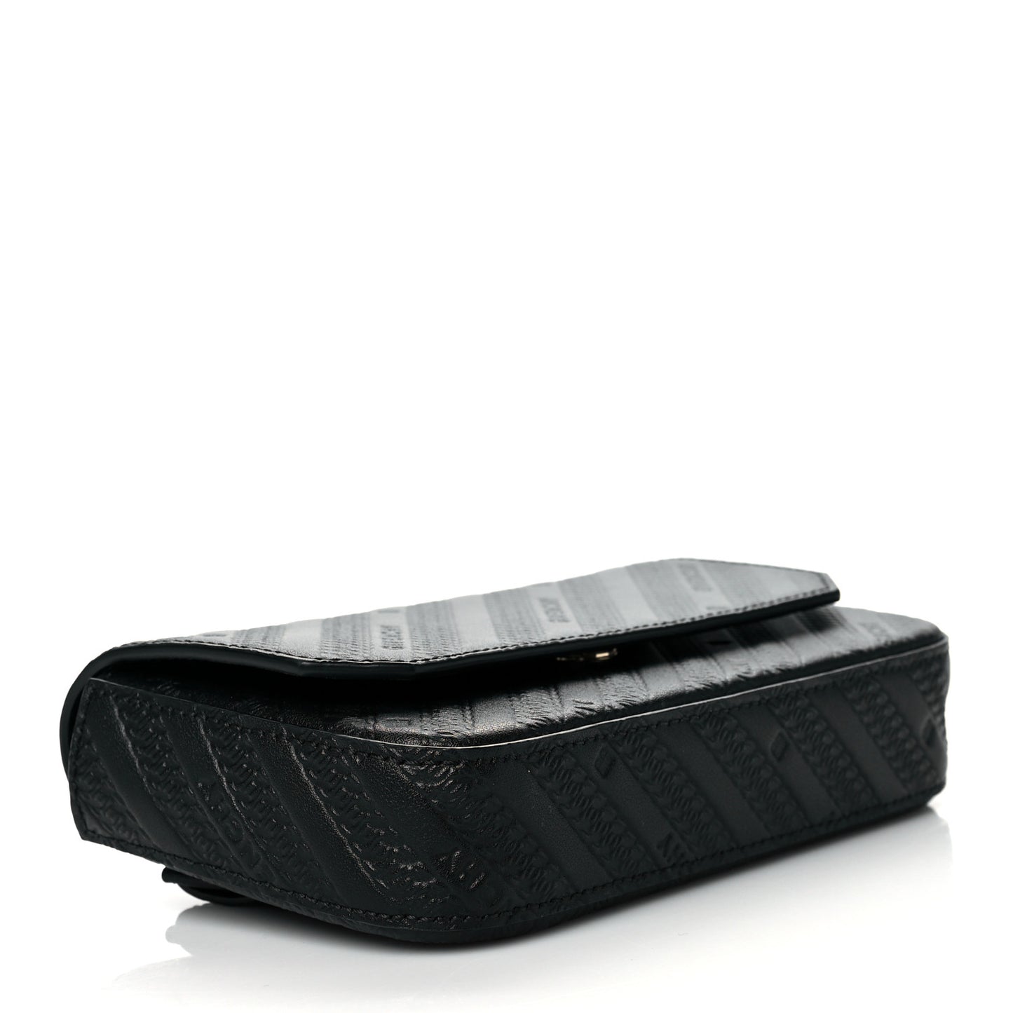 Calfskin Embossed Logo Bond Chain Camera Bag Black
