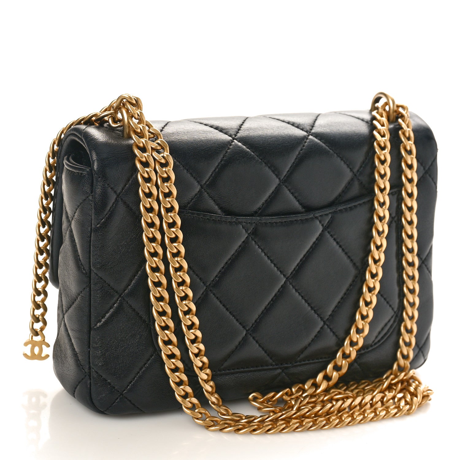 Chanel Lambskin Enamel Quilted Pending CC Square Flap Black 3 of 12