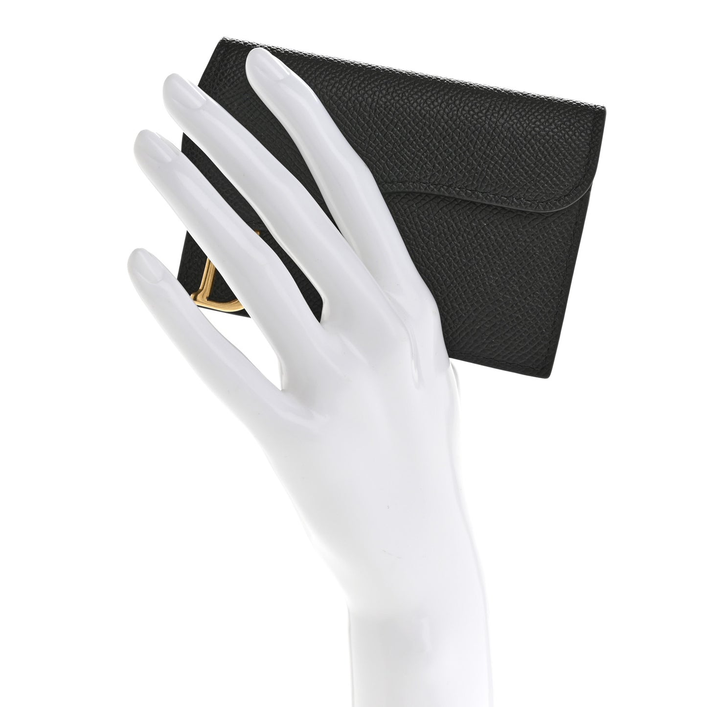 Grained Calfskin Saddle Card Holder Black