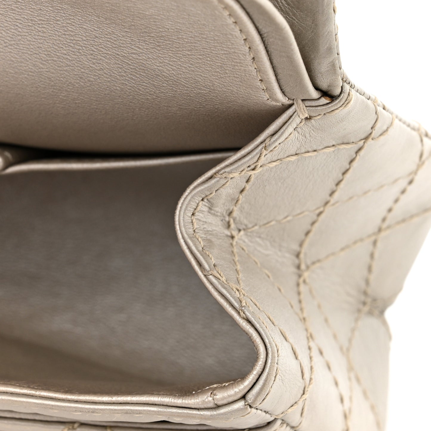 Metallic Aged Calfskin Quilted 2.55 Reissue Mini Flap Light Gold