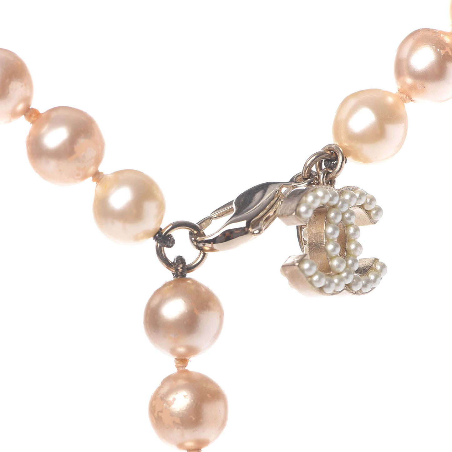 Pearl CC Long Necklace Gold Pink