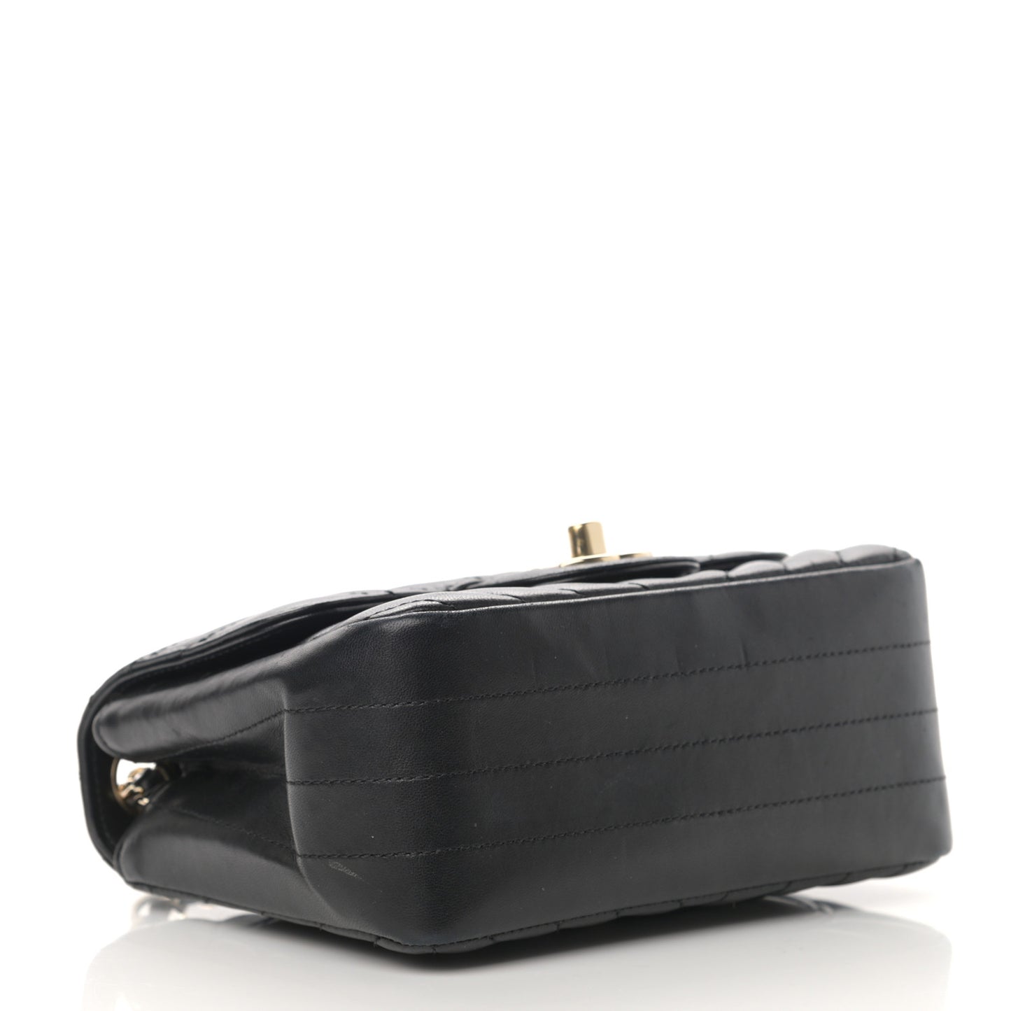Lambskin Chevron Quilted Mini Square Flap Black