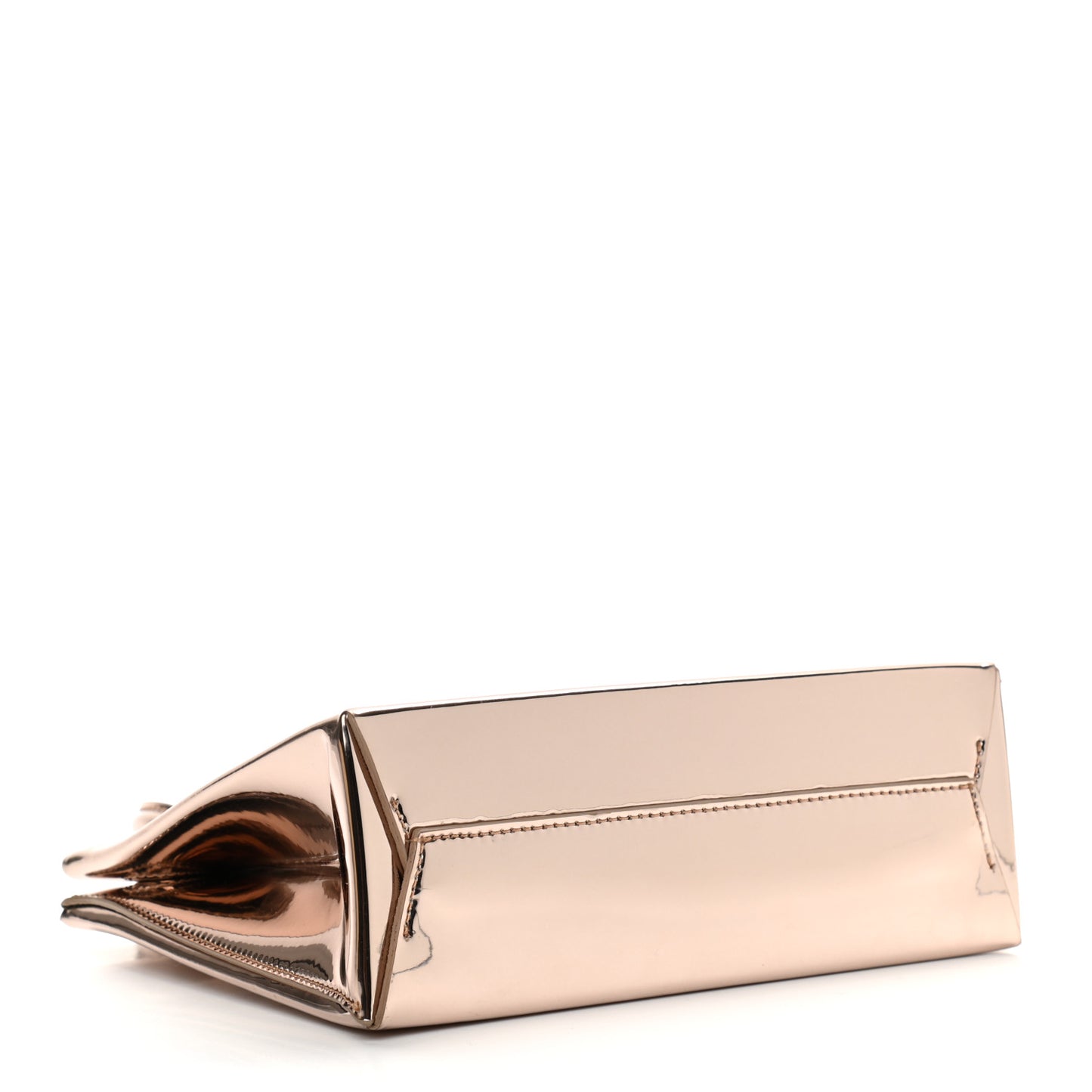 Metallic Patent Mini Box Bag Rose Gold
