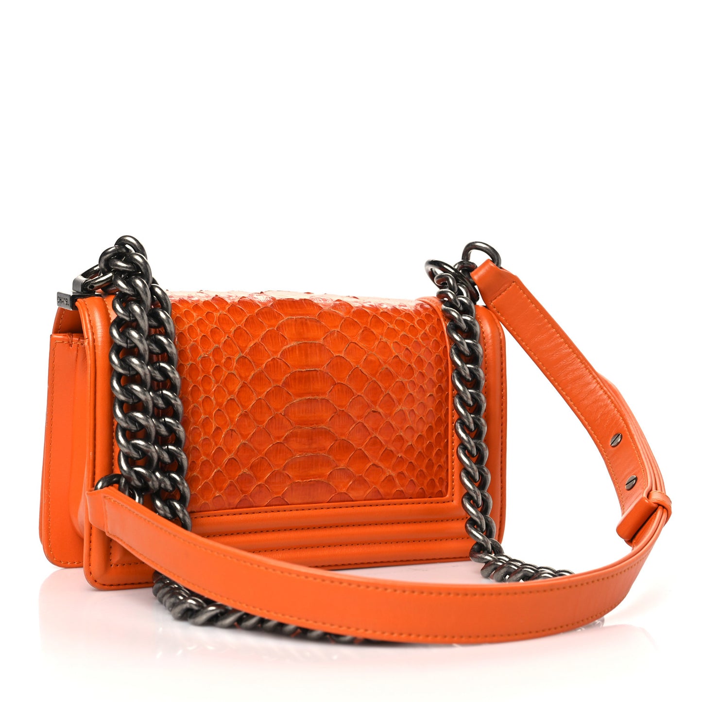 Snakeskin Small Boy Flap Orange