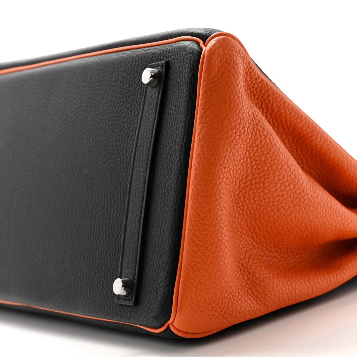 Taurillon Clemence Bi-Color Horseshoe Birkin 35 Black Orange