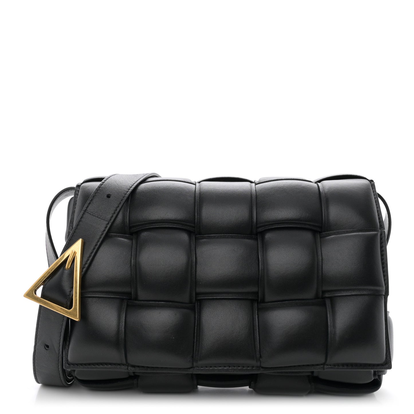 Nappa Maxi Intreccio Padded Cassette Crossbody Bag Black